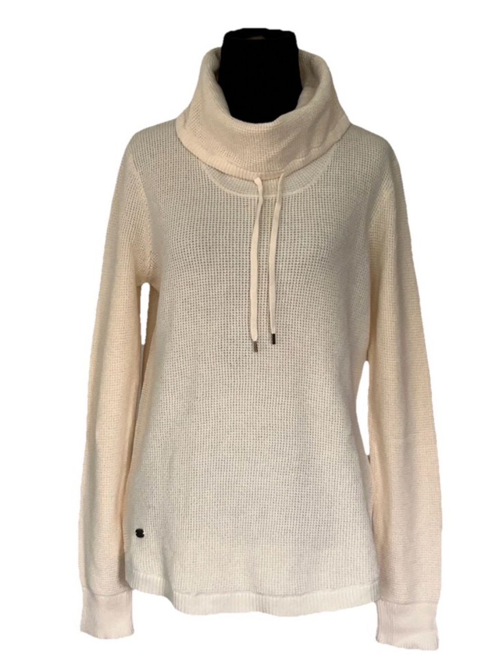 Lauren Ralph Lauren Vanilla Cream Waffle Knit Cowl Neck Sweater Knit Cozy